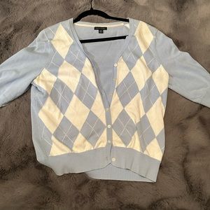 Tommy Hilfiger Women’s Blue and White Button Up Cardigan